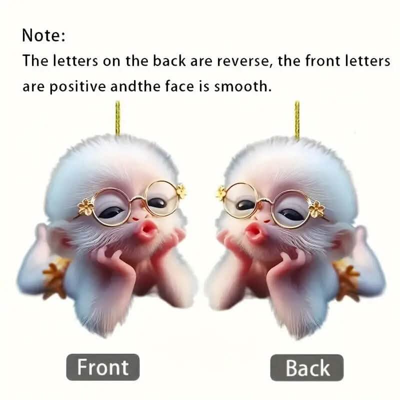 Adorable Monkey Acrylic Car Charm and Christmas Tree Ornament Holiday Decor & Apparel - DailySale