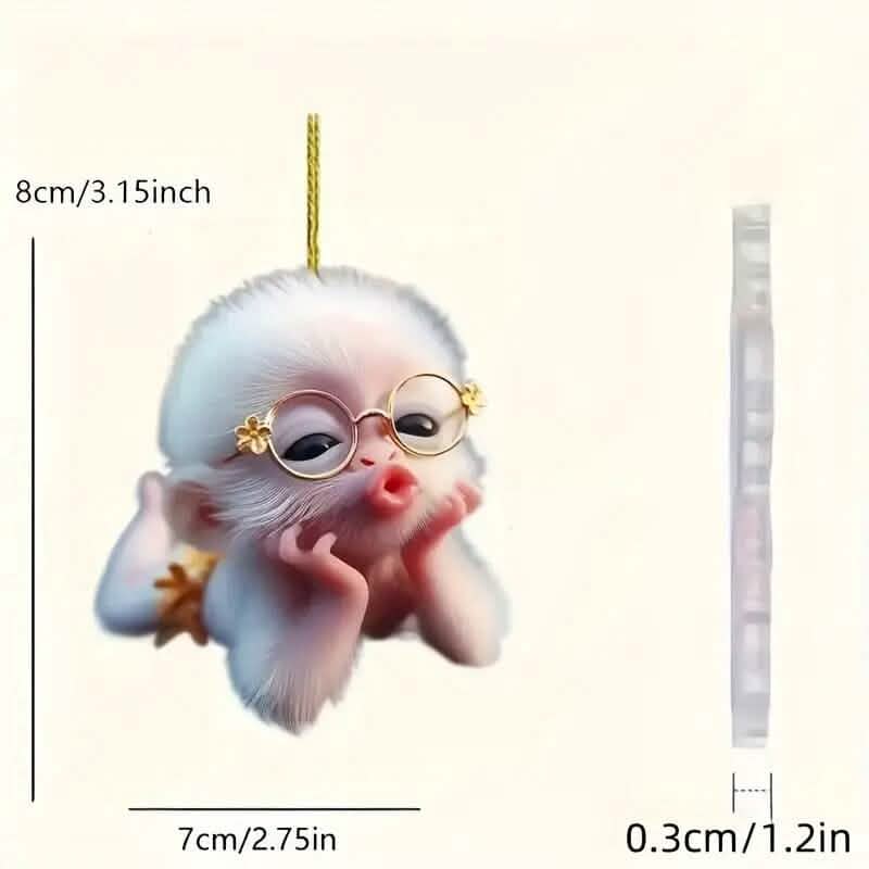 Adorable Monkey Acrylic Car Charm and Christmas Tree Ornament Holiday Decor & Apparel - DailySale