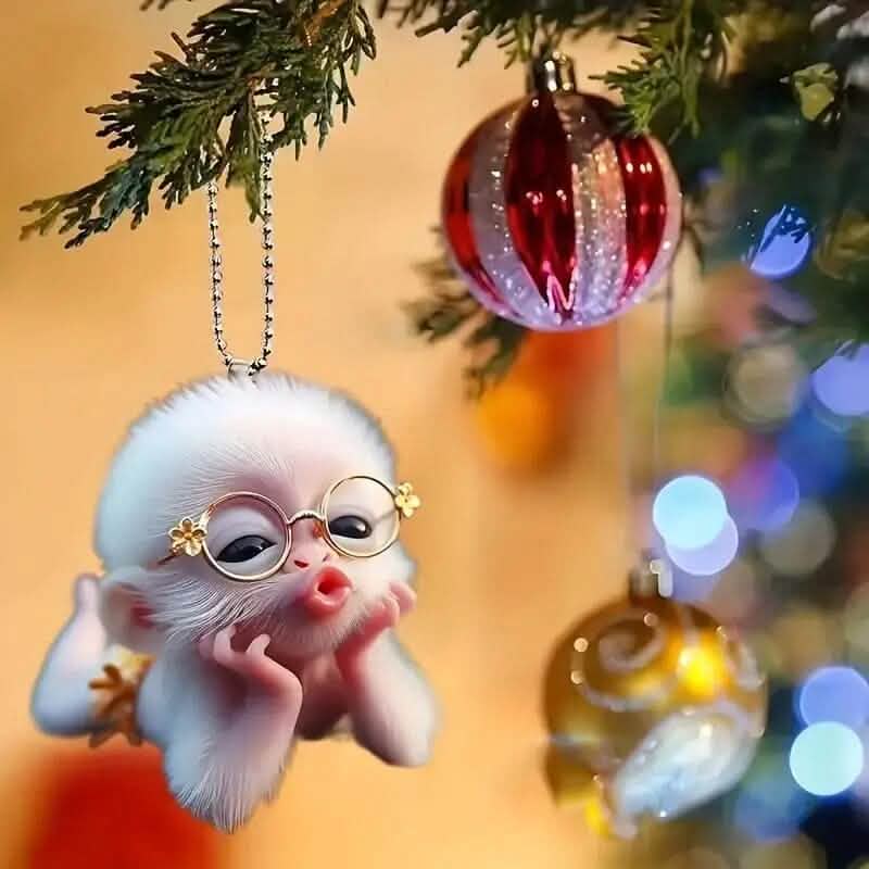 Adorable Monkey Acrylic Car Charm and Christmas Tree Ornament Holiday Decor & Apparel - DailySale
