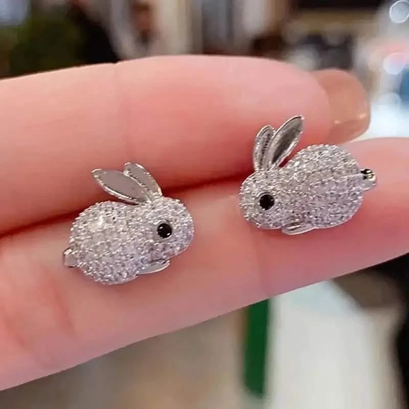 Adorable Rabbit-shaped Earrings Earrings Silver - DailySale