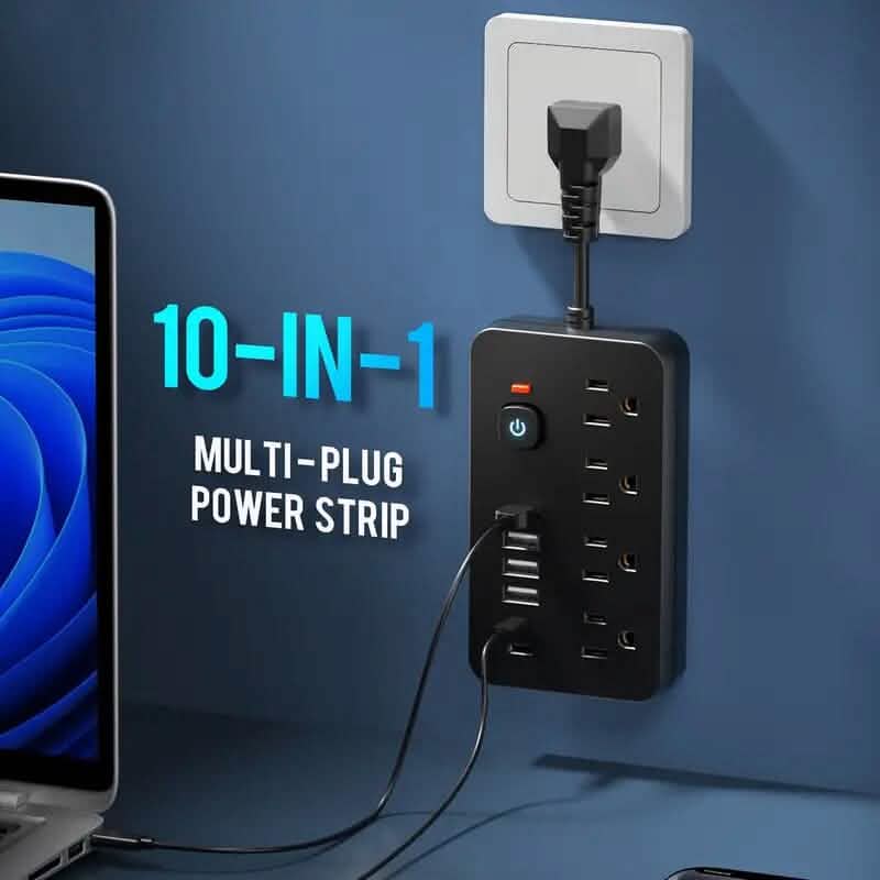 Advanced 10-in-1 Multi-Plug Power Strip Batteries & Power Accessories - DailySale