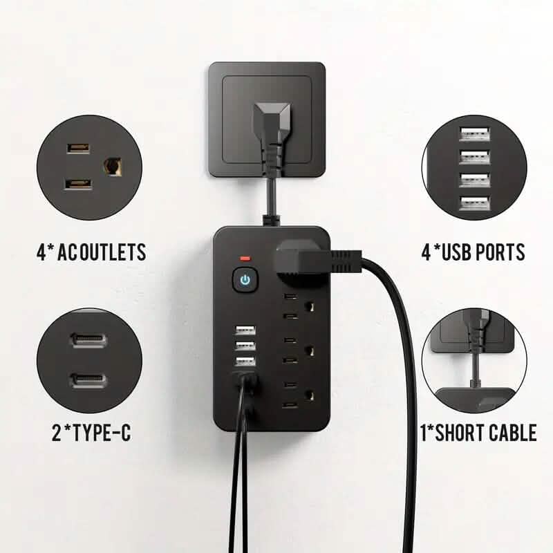Advanced 10-in-1 Multi-Plug Power Strip Batteries & Power Accessories - DailySale