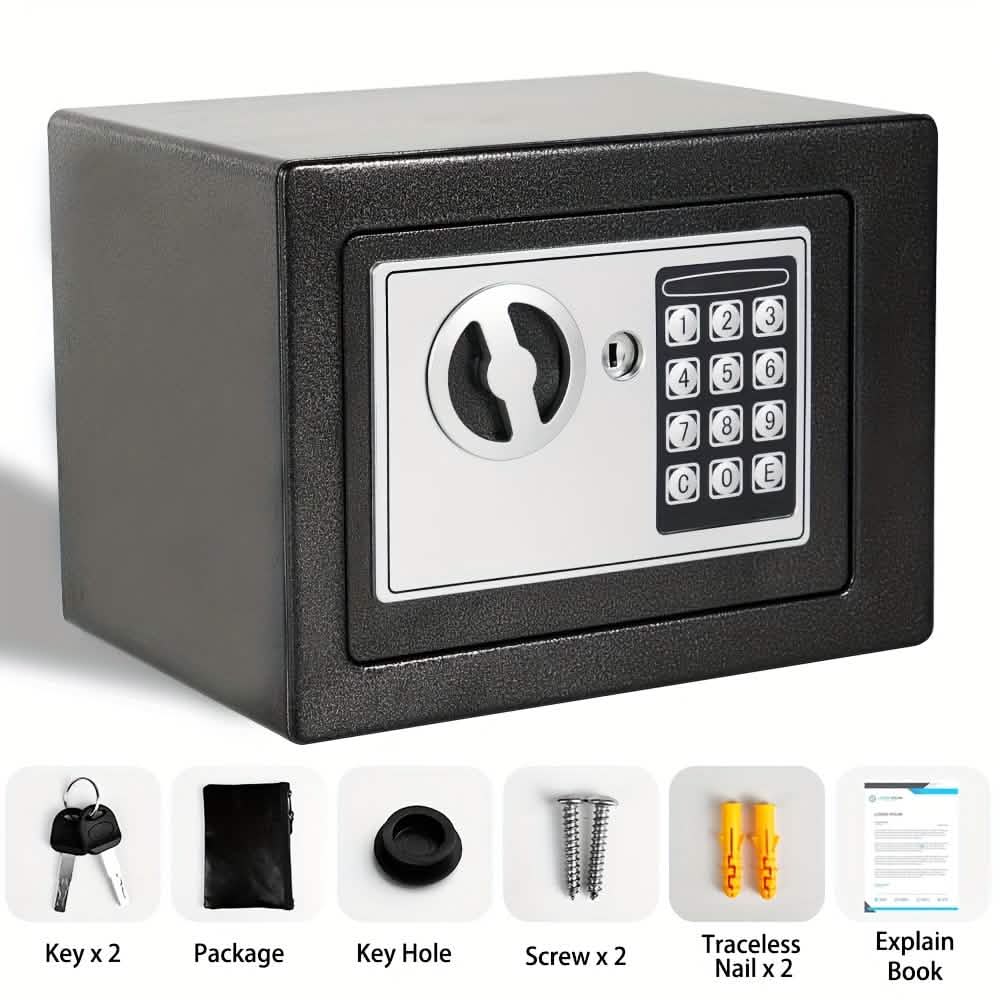 Fireproof Digital Home Safe with Keypad, Sensor Light & Money Bag-Silver