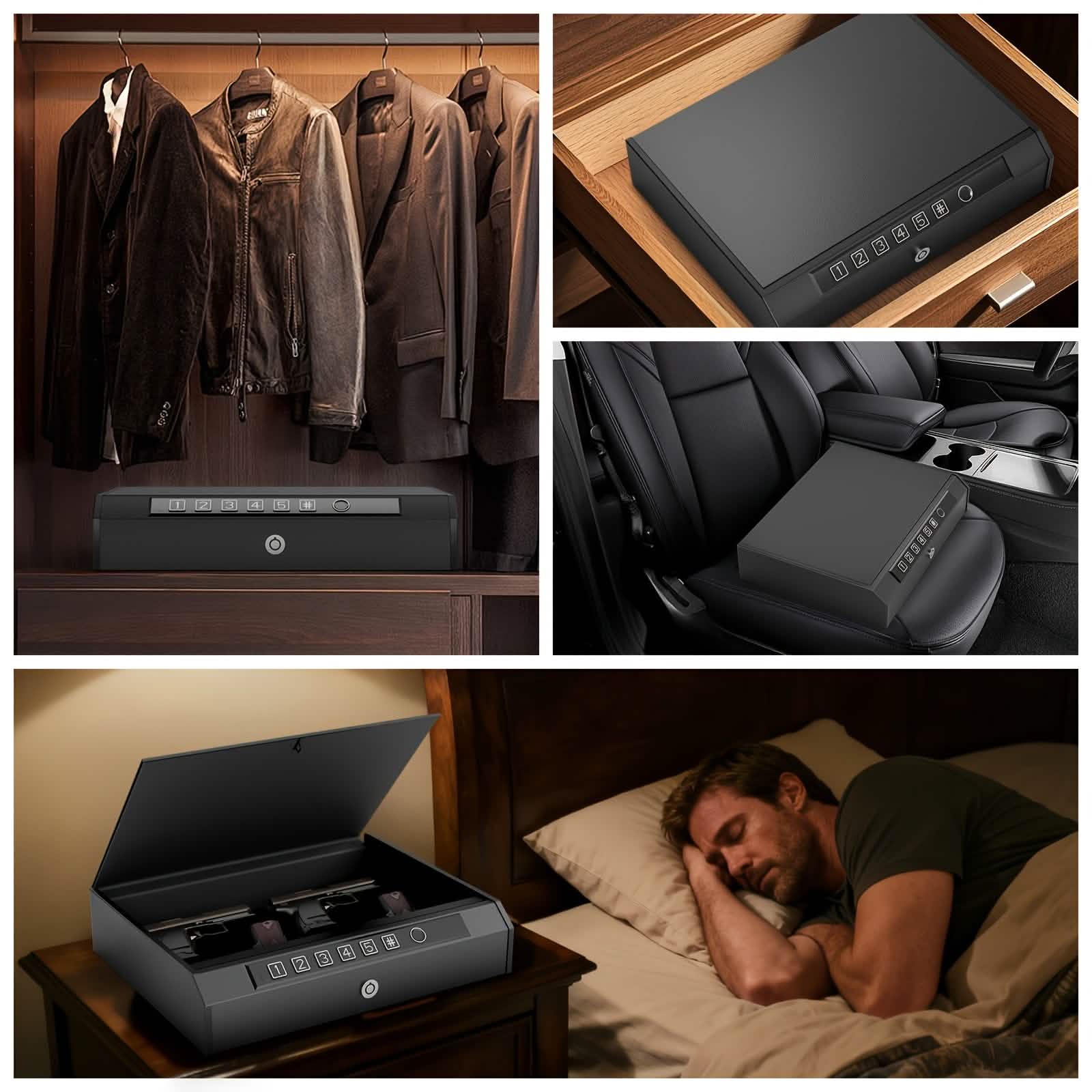 Lockable Storage Box with 3 Unlock Modes – Steel Security Box (Black)