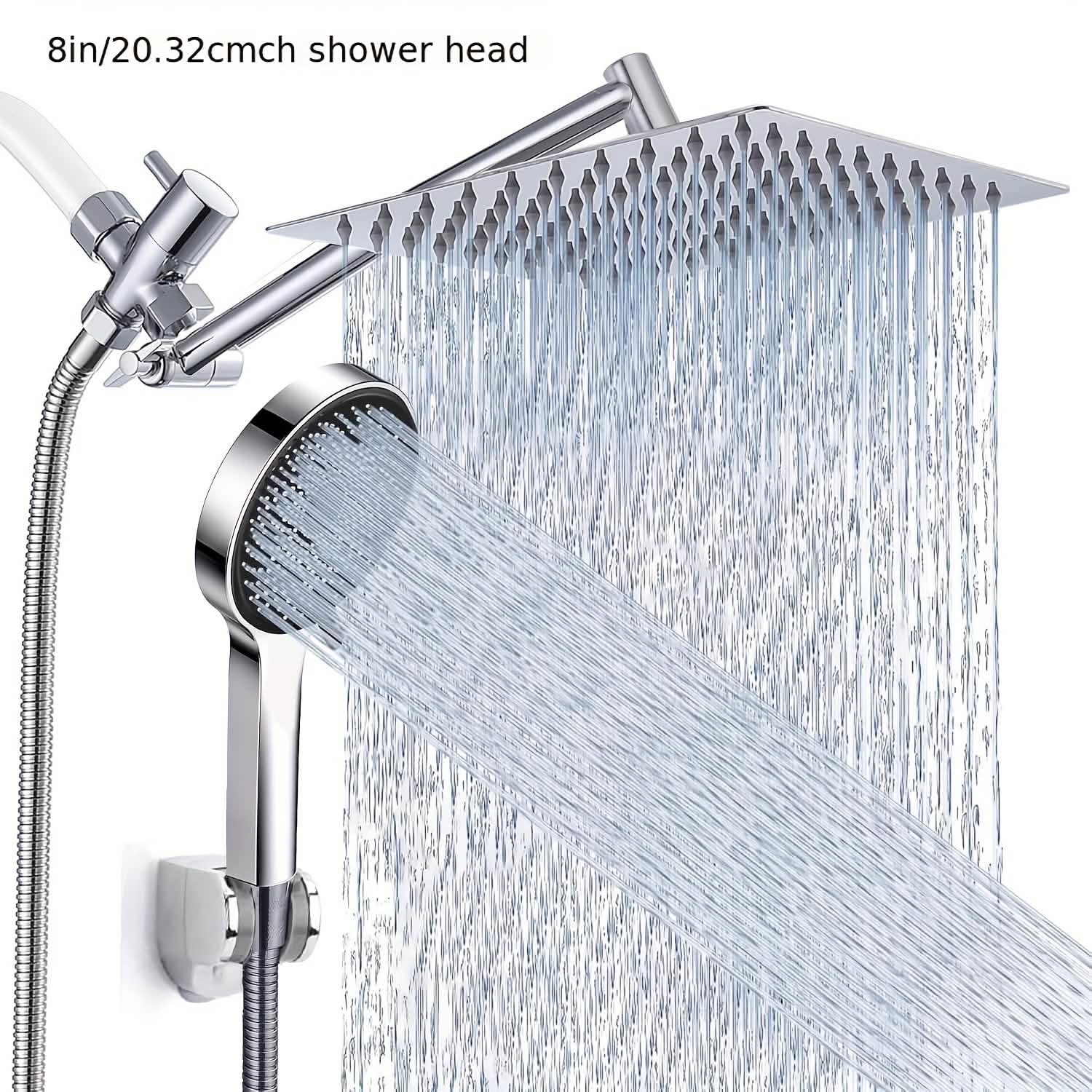 High Pressure Rainfall & Handheld Shower Head – Adjustable, Chrome/Black
