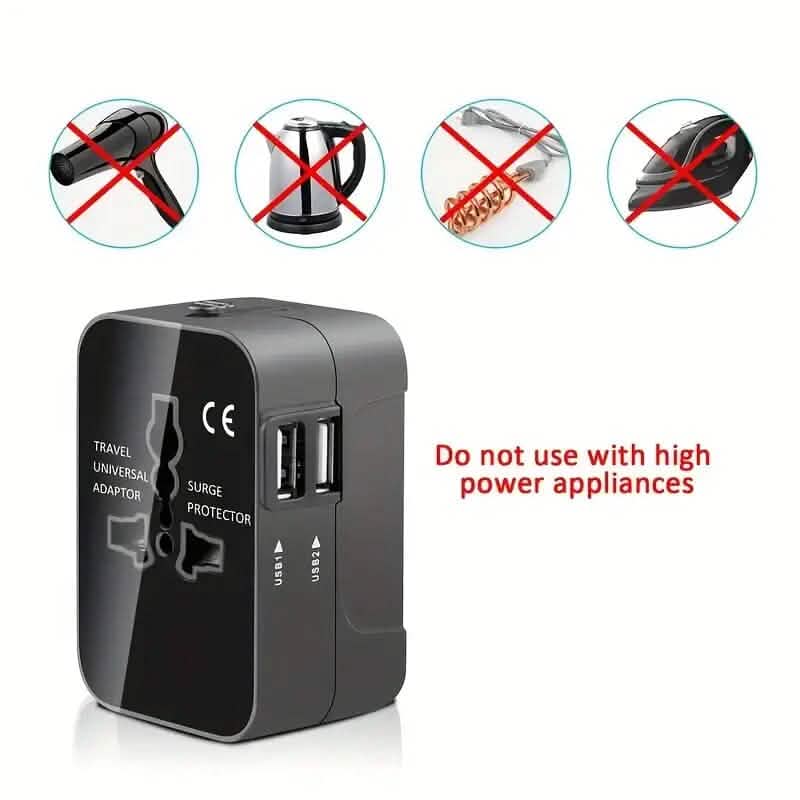 All-in-One Universal Travel Charger with Dual USB Charging Ports Mobile Accessories - DailySale