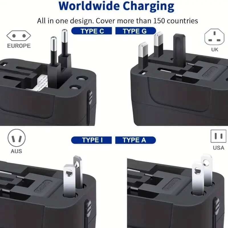 All-in-One Universal Travel Charger with Dual USB Charging Ports Mobile Accessories - DailySale