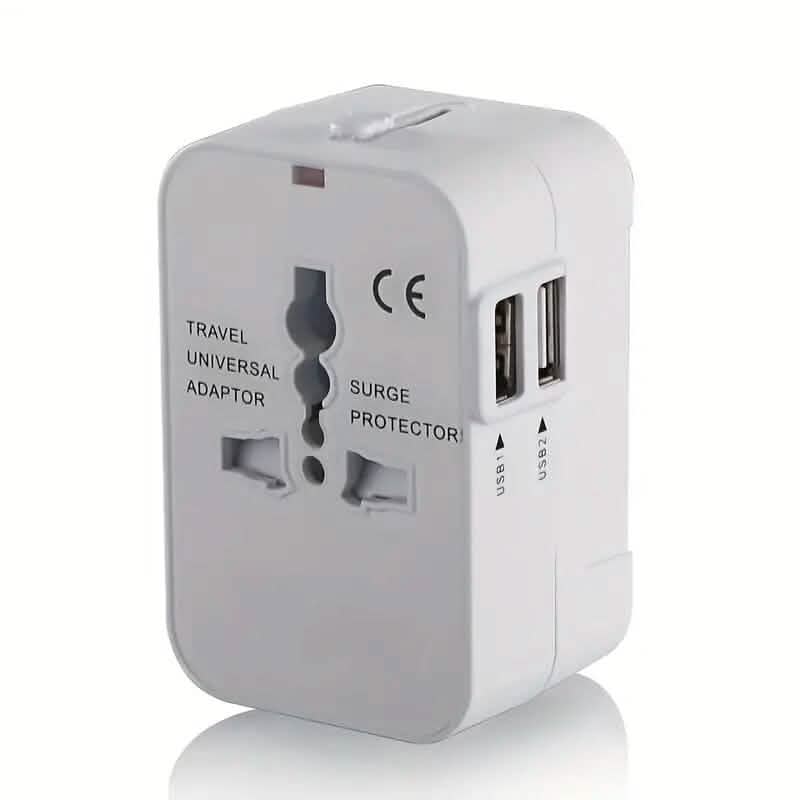 All-in-One Universal Travel Charger with Dual USB Charging Ports Mobile Accessories White - DailySale
