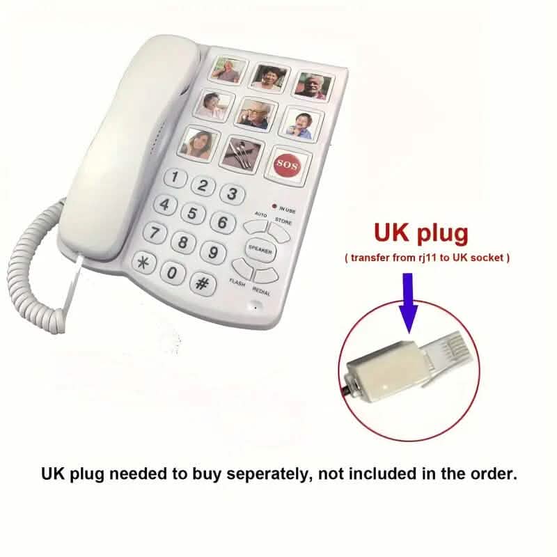 Amplified One Button Touch Big Button Corded Telephone with Speaker Audio Accessories - DailySale
