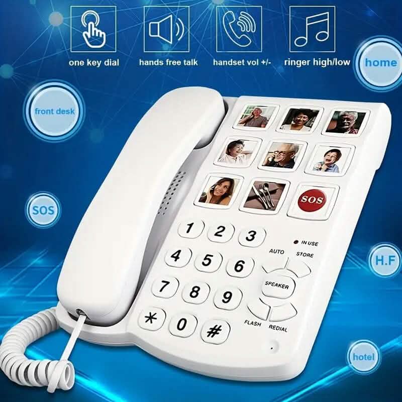 Amplified One Button Touch Big Button Corded Telephone with Speaker Audio Accessories - DailySale