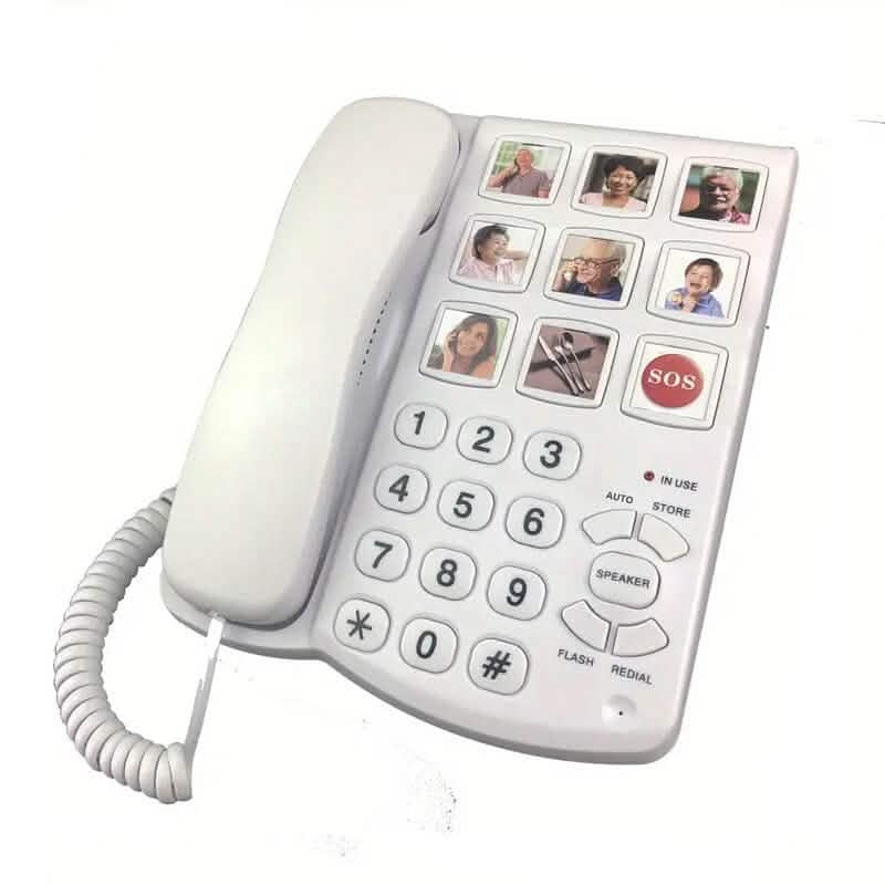 Amplified One Button Touch Big Button Corded Telephone with Speaker Audio Accessories - DailySale