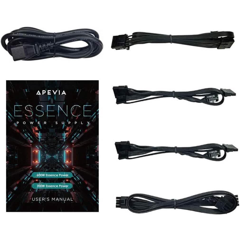 Apevia ATX-ES600W Essence 600W ATX Semi-Modular Gaming Power Supply with Auto-Thermally Controlled Computer Accessories - DailySale