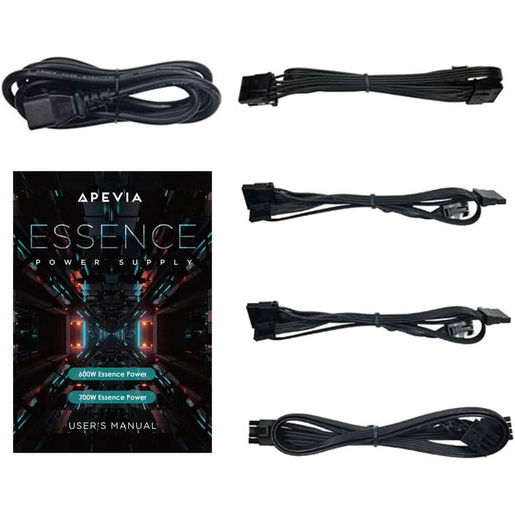 Apevia ATX-ES700W Essence 700W ATX Semi-Modular Gaming Power Supply with Auto-Thermally Controlled Computer Accessories - DailySale