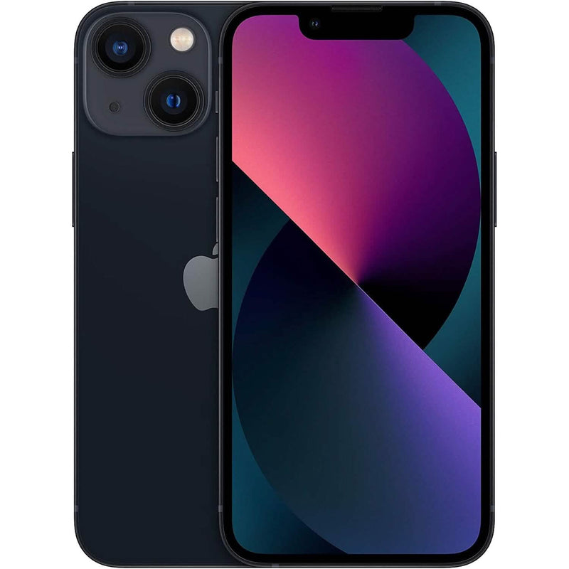 Front and back view of a black Apple iPhone 13 Mini - Unlocked (Refurbished), available at Dailysale