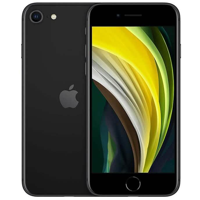 Front and back view of a black Apple iPhone SE 2020 - Fully Unlocked (Refurbished), at Dailysale