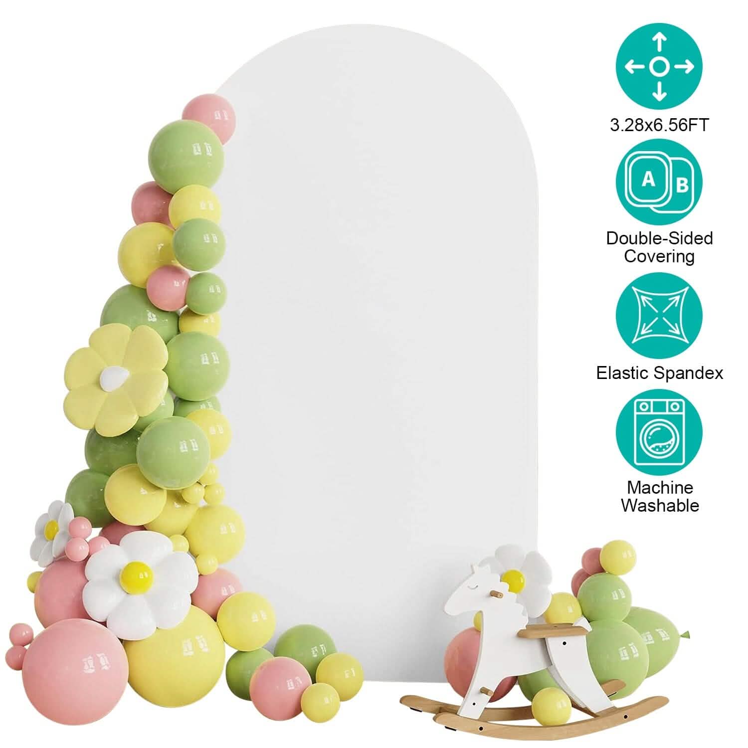 Arch Backdrop Stand Cover White Spandex Fitted Double-Sided Background Covering Holiday Decor & Apparel - DailySale