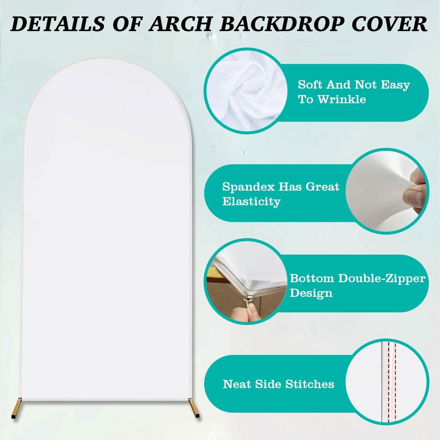 Arch Backdrop Stand Cover White Spandex Fitted Double-Sided Background Covering Holiday Decor & Apparel - DailySale