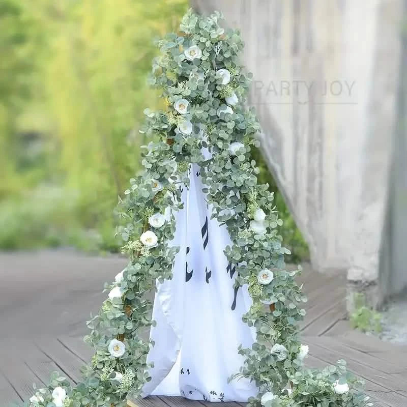Artificial Eucalyptus Garland With Fake Roses & Gypsophila, Faux Floral Greenery Holiday Decor & Apparel - DailySale