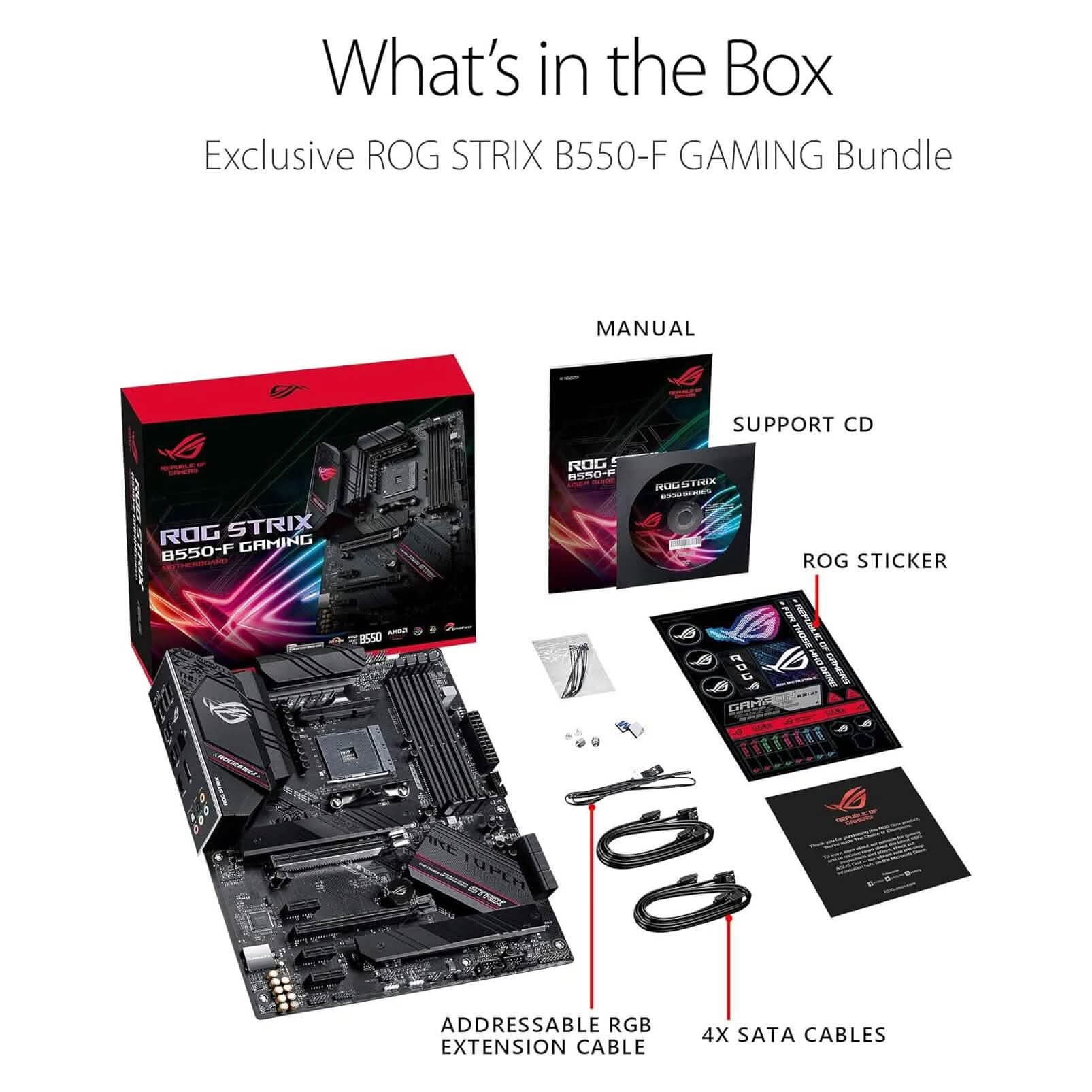 ASUS ROG Strix B550-F Gaming AMD AM4 Zen 3 Ryzen 5000 & 3rd Gen Ryzen ATX Computer Accessories - DailySale