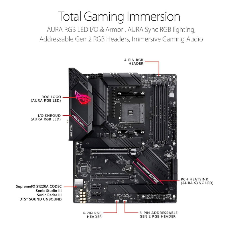 ASUS ROG Strix B550-F Gaming AMD AM4 Zen 3 Ryzen 5000 & 3rd Gen Ryzen ATX Computer Accessories - DailySale