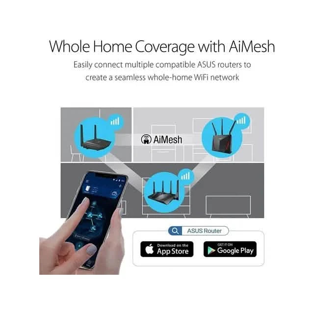 ASUS RT-AX55 AX1800 Dual Band WiFi 6 Gigabit Router Computer Accessories - DailySale