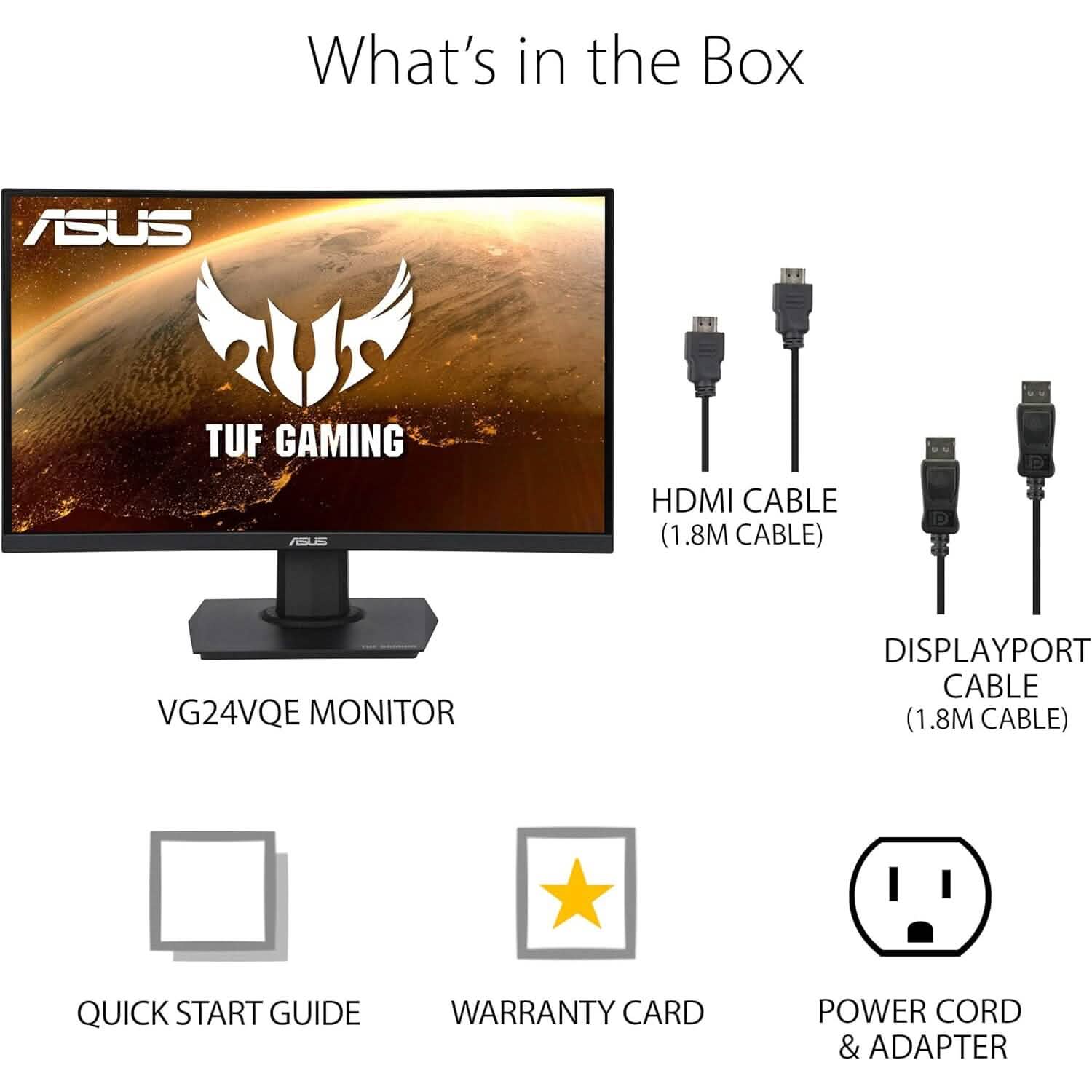 ASUS TUF Gaming 23.6" 1080P Curved Monitor (VG24VQE) Computer Accessories - DailySale