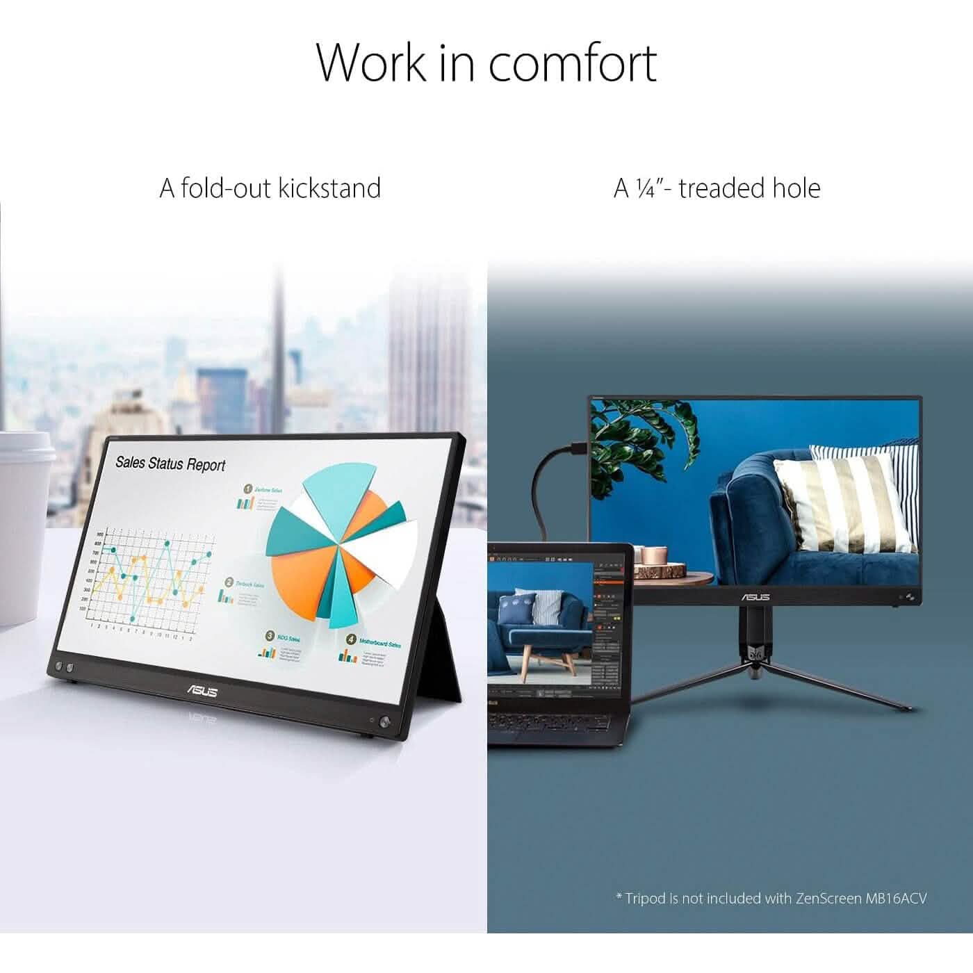 ASUS ZenScreen 15.6” 1080P Portable USB Monitor (MB16ACV) (Refurbished) Computer Accessories - DailySale