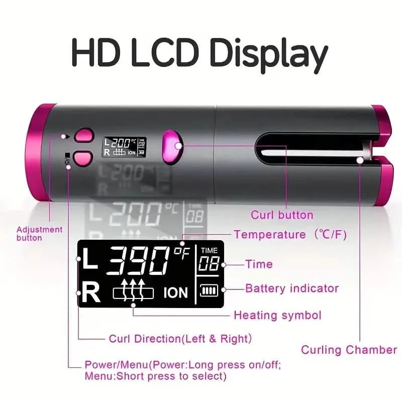 Automatic Curling Iron for Full-bodied Hair with 5 Temperature Settings Beauty & Personal Care - DailySale