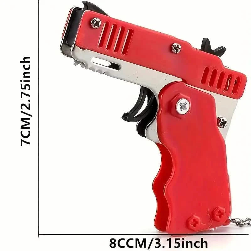 Foldable Metal Rubber Band Launcher Toy Keychain