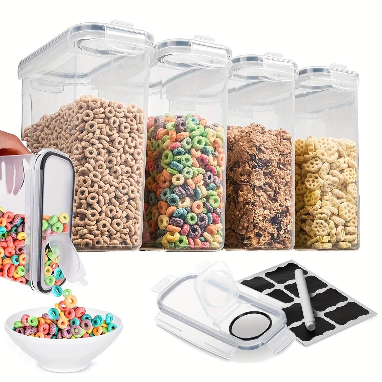 4-Piece Set: Airtight Cereal Storage Containers with Pour | DailySale