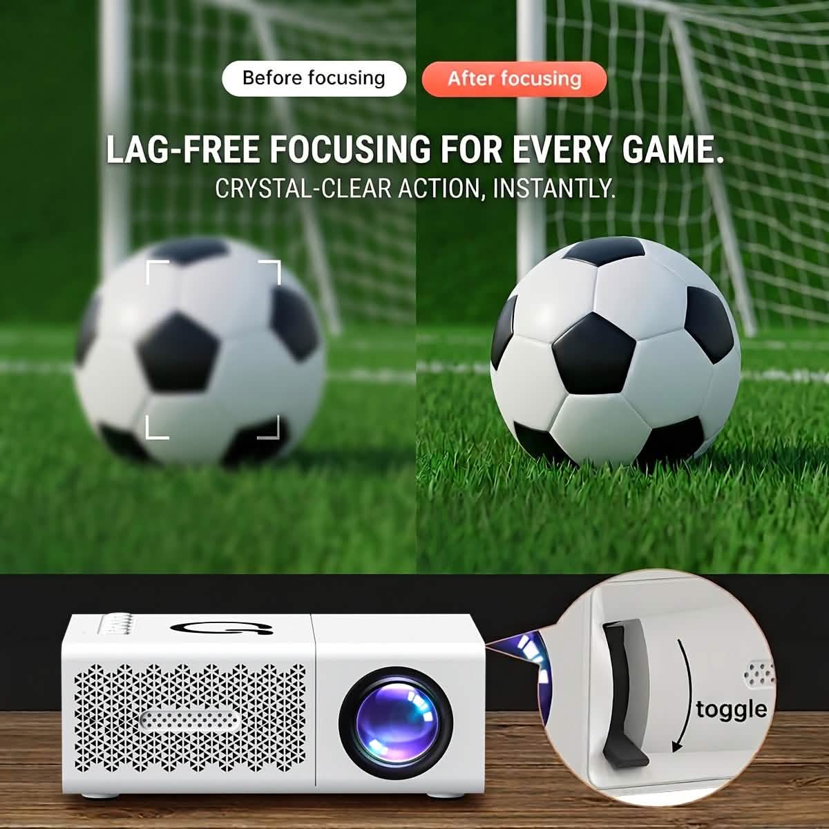 Focus adjustment shown before and after