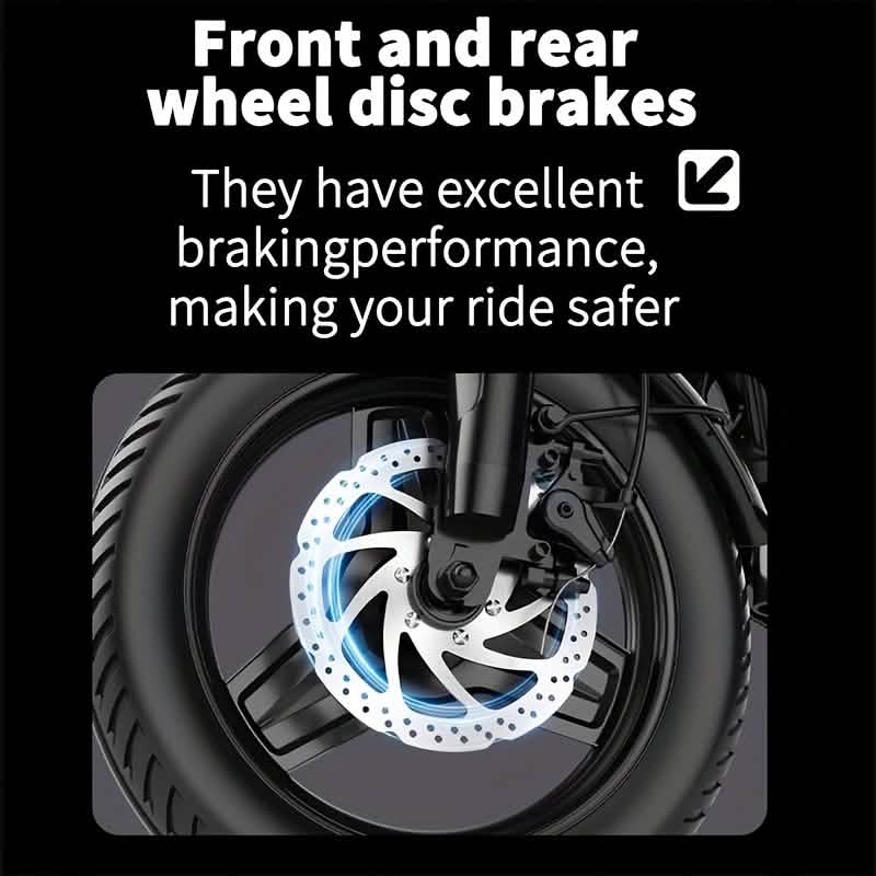 14" Folding Electric Bike 48V Lightweight E-Bike 330LB Load 19MPH 28-Mile Range