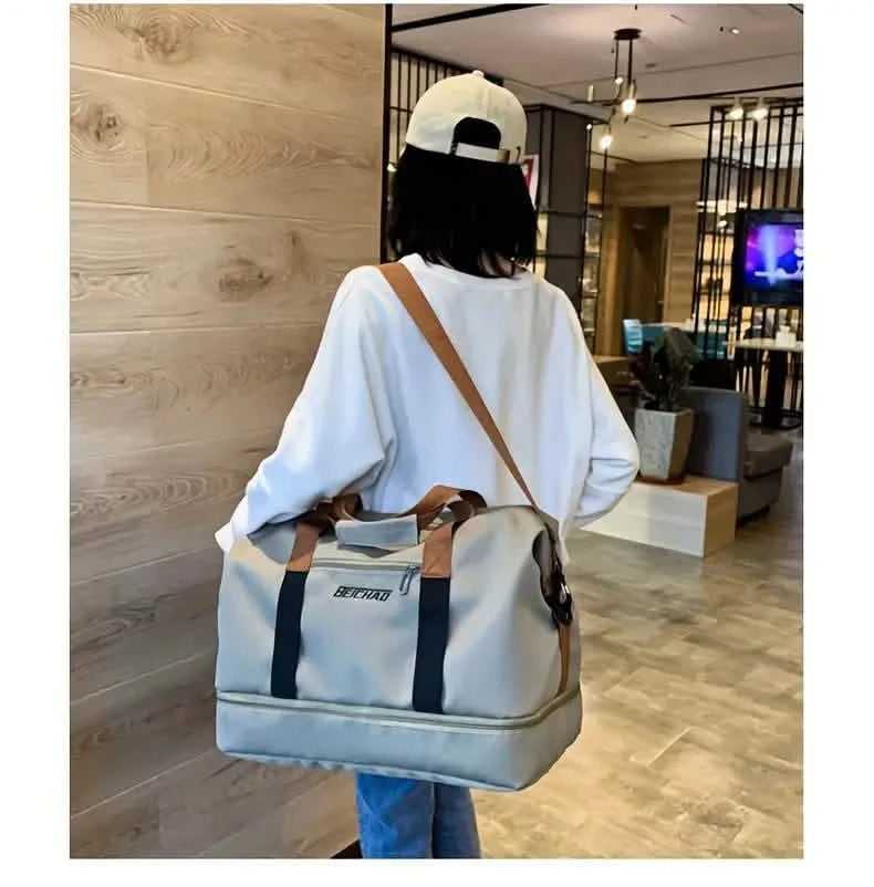 Nylon Duffel Bag for Travel – Large Capacity, Foldable, Shoe Compartment – Men & Women