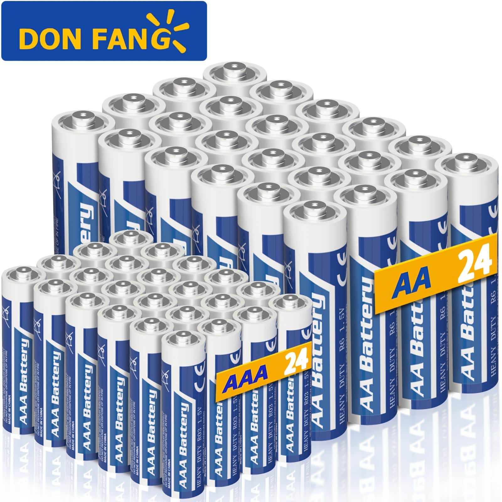 48-Pack: AA + AAA Carbon Battery Combo – 1.5V, Non-Rechargeable