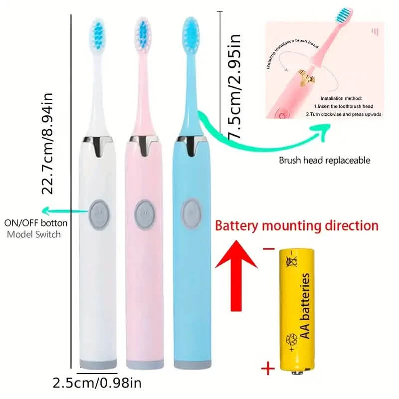 Battery Operated Toothbrush Kit with 6 Soft Bristles Beauty & Personal Care - DailySale