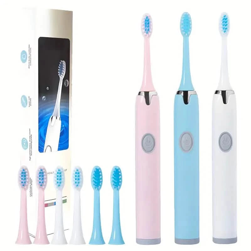 Battery Operated Toothbrush Kit with 6 Soft Bristles Beauty & Personal Care - DailySale