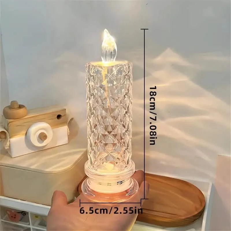 Battery-Powered LED Candle Lamp With Rose Pattern Refraction Halo Projection Indoor Lighting - DailySale