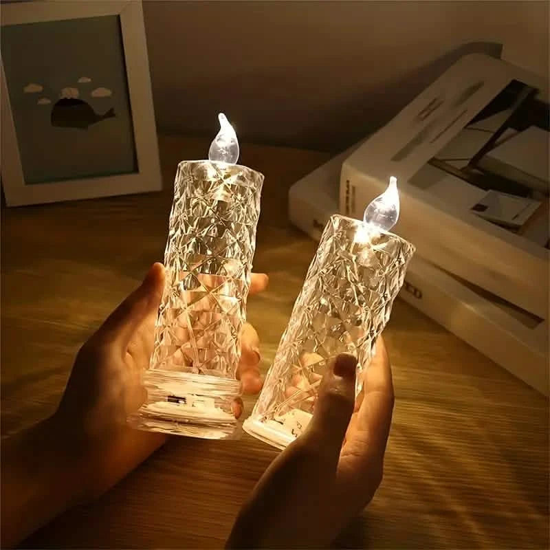 Battery-Powered LED Candle Lamp With Rose Pattern Refraction Halo Projection Indoor Lighting - DailySale