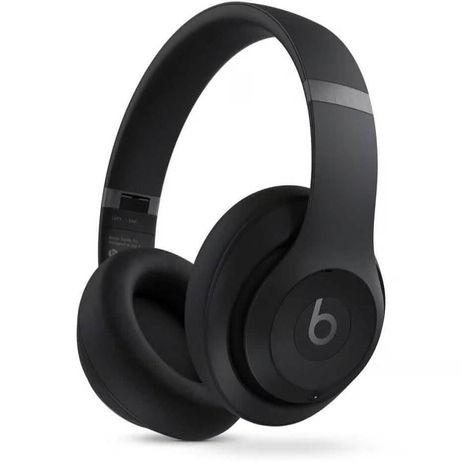 Left angled view of a pair of black Beats Studio Pro Wireless Bluetooth Noise Cancelling Headphones (Refurbished)