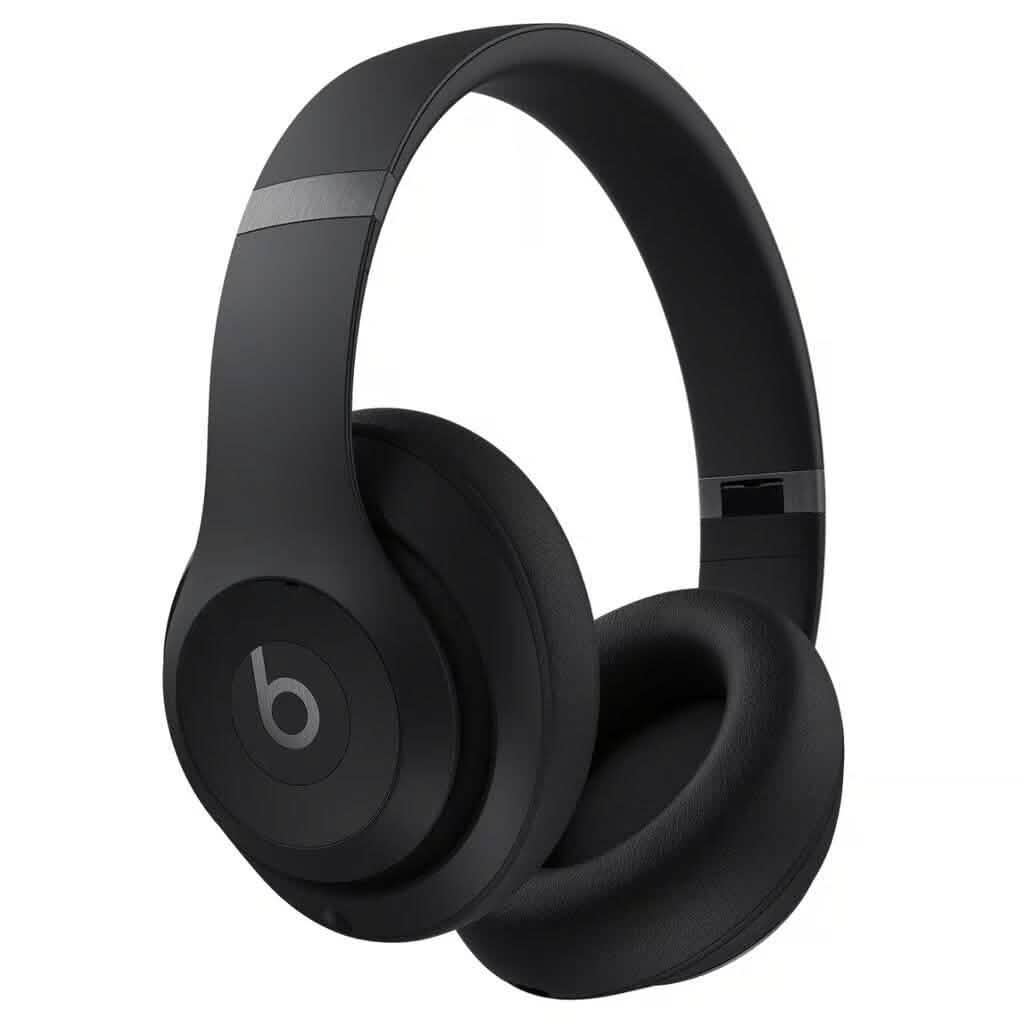 Right angled view of a pair of black Beats Studio Pro Wireless Bluetooth Noise Cancelling Headphones (Refurbished)