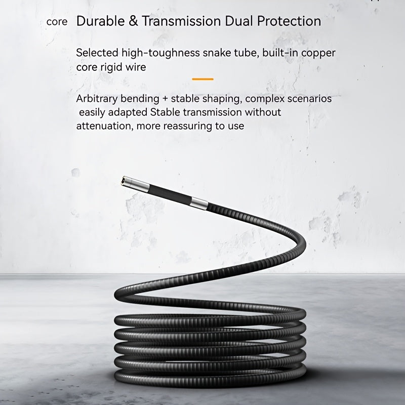Semi-rigid snake tube with copper core wire holding a coiled shape