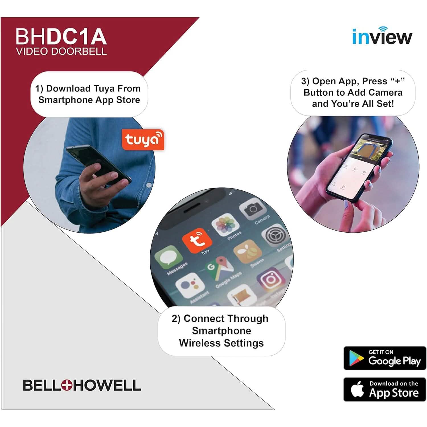 Bell+Howell InView BHDC1 1080p Door Bell Camera + BHCH1A Chime Kit (White) (Refurbished) Smart Home & Security - DailySale