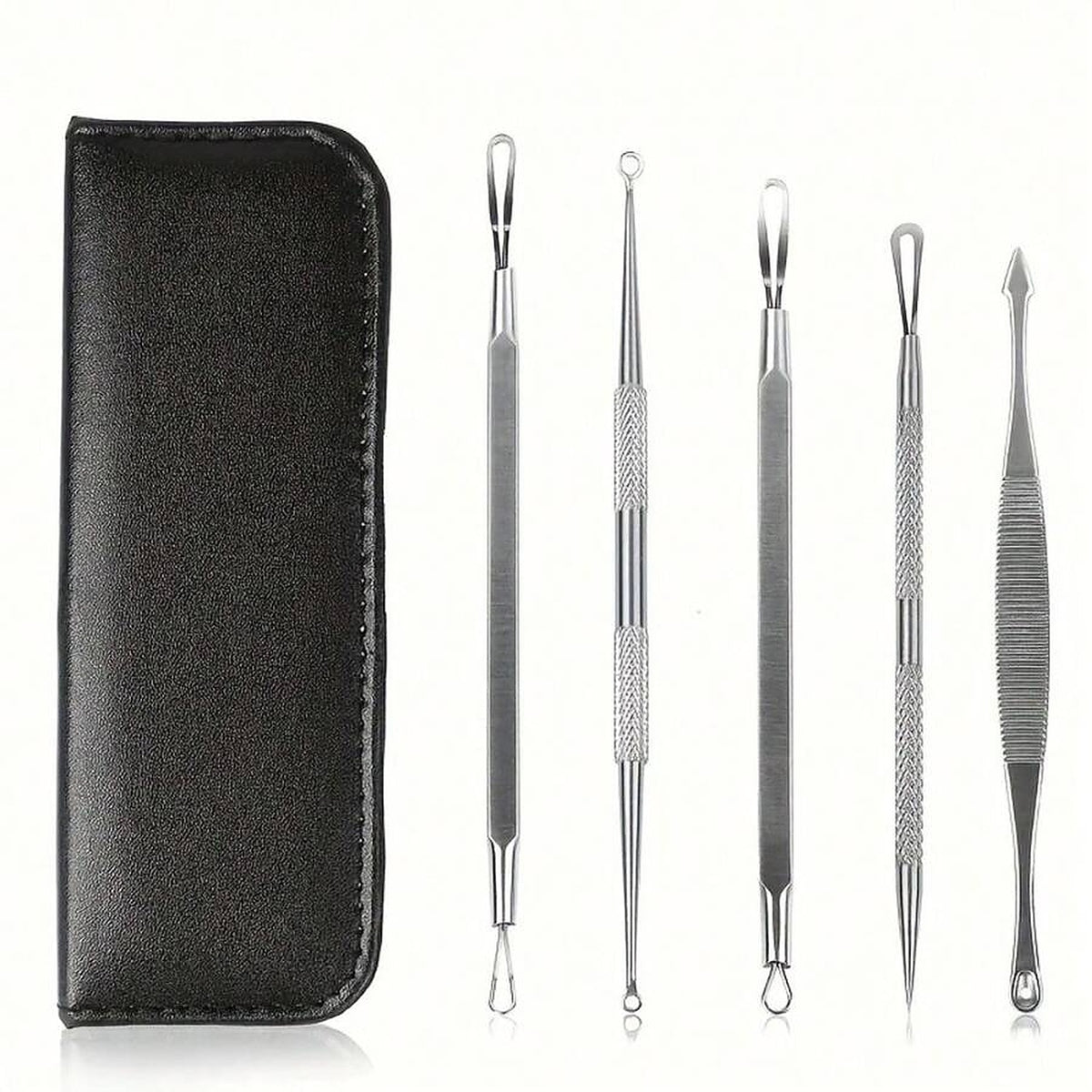 The five tools laid out beside the closed case