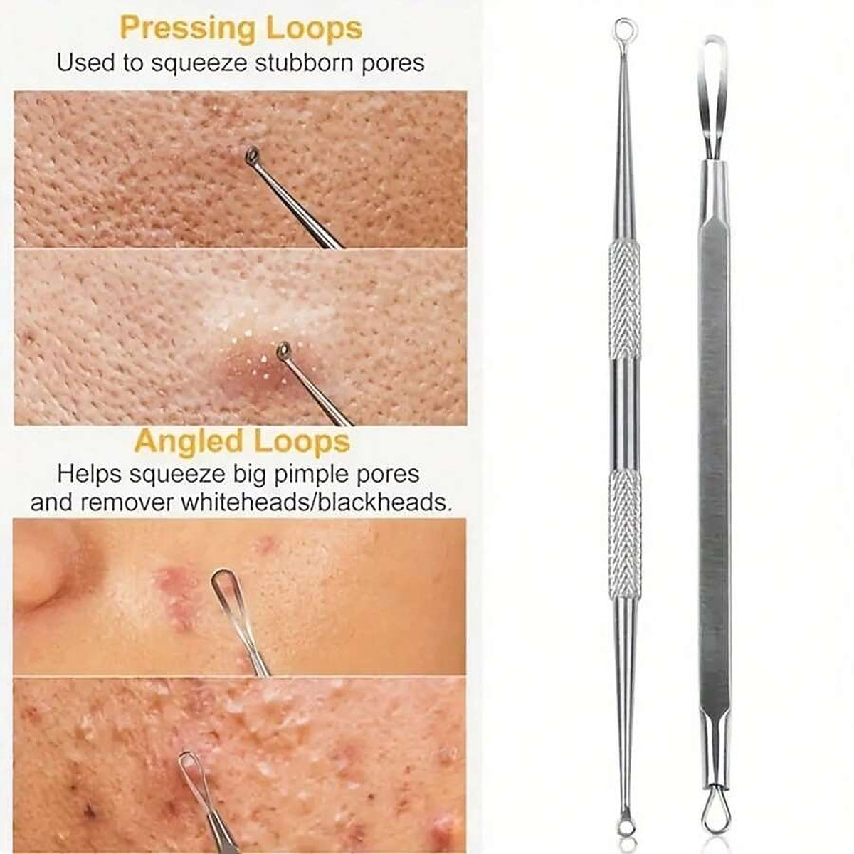 Close-up of the pressing loop and angled loop with what each is for