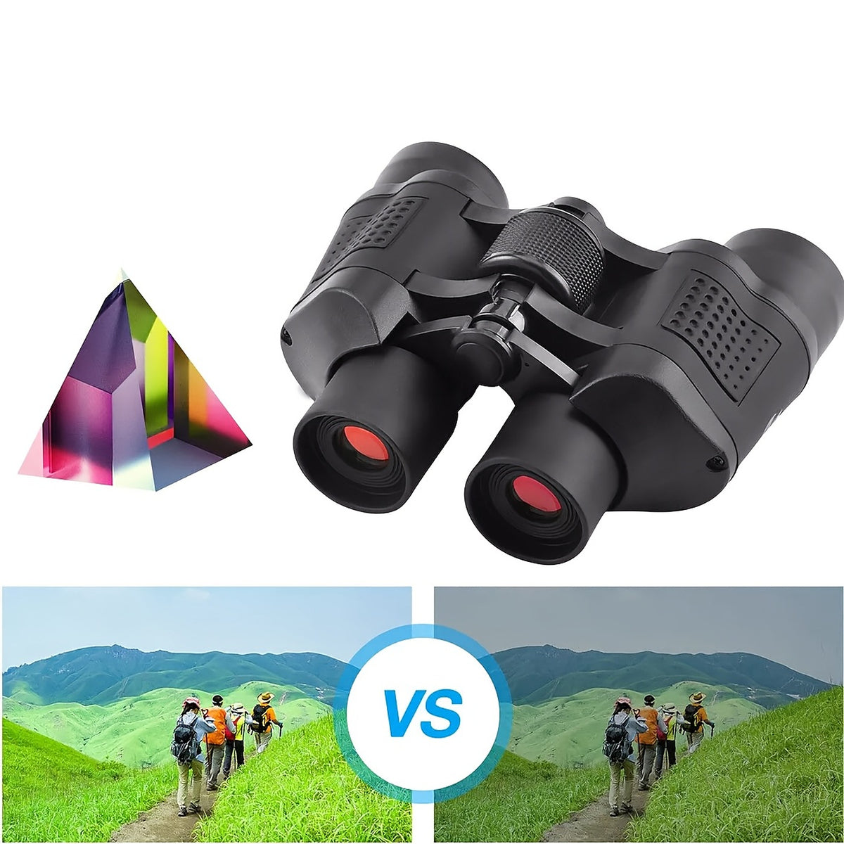 Angled view of the binoculars showing the large eyepieces