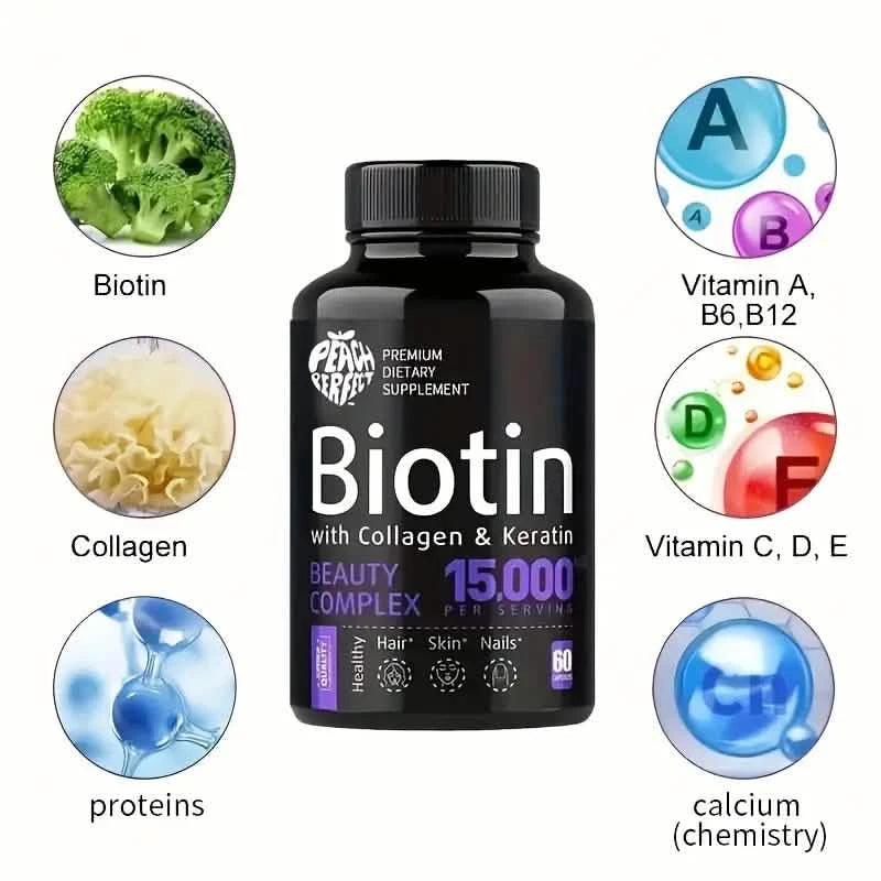 Biotin Capsules Multivitamin Collagen Keratin Supplement Hair Skin And Nail Vitamin Beauty & Personal Care - DailySale