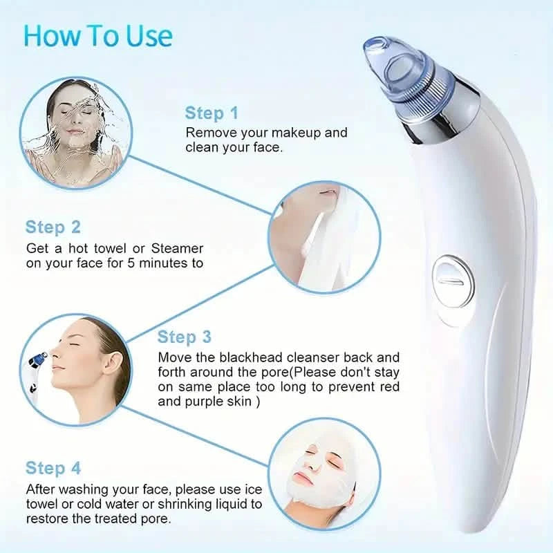 Blackhead Vacuum Remover, Powerful Portable Facial Pore Cleaner With 4 Probes Beauty & Personal Care - DailySale