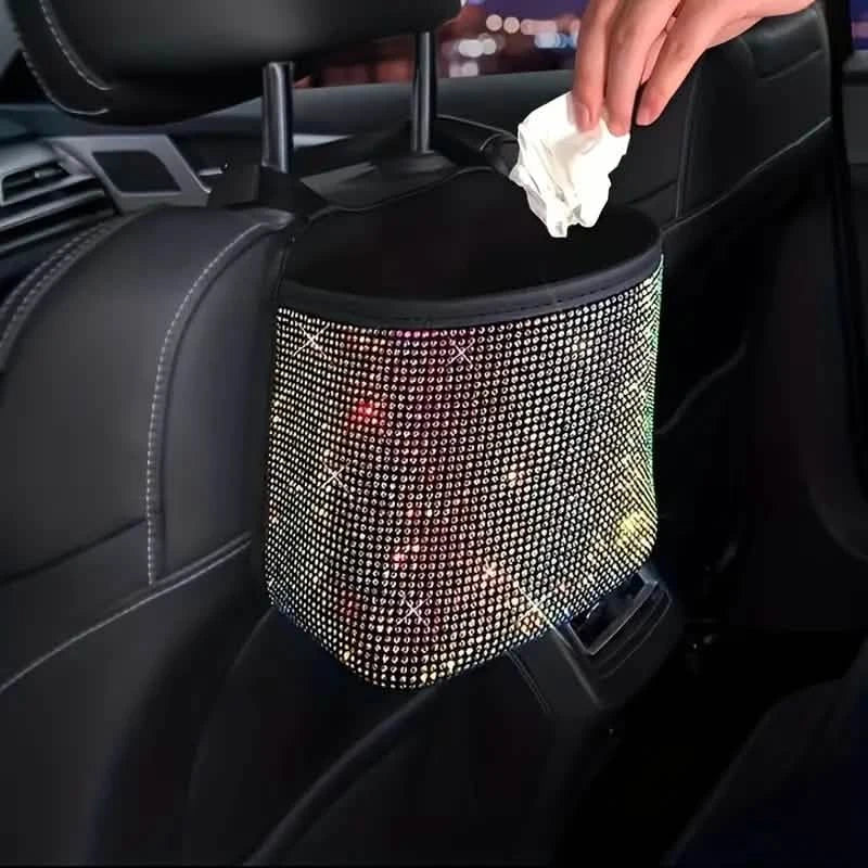 Bling Rhinestones Car Trash Can Automotive Colorful - DailySale