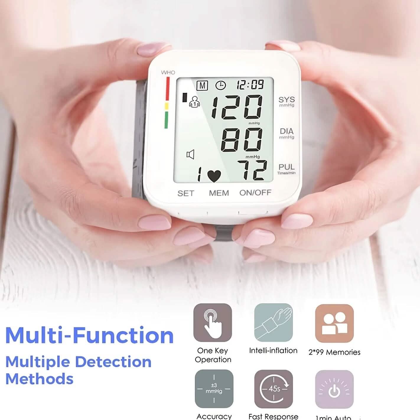 Blood Pressure Monitor Digital Wrist Blood Pressure Machine Automatic Cuff BP Detector Wellness - DailySale