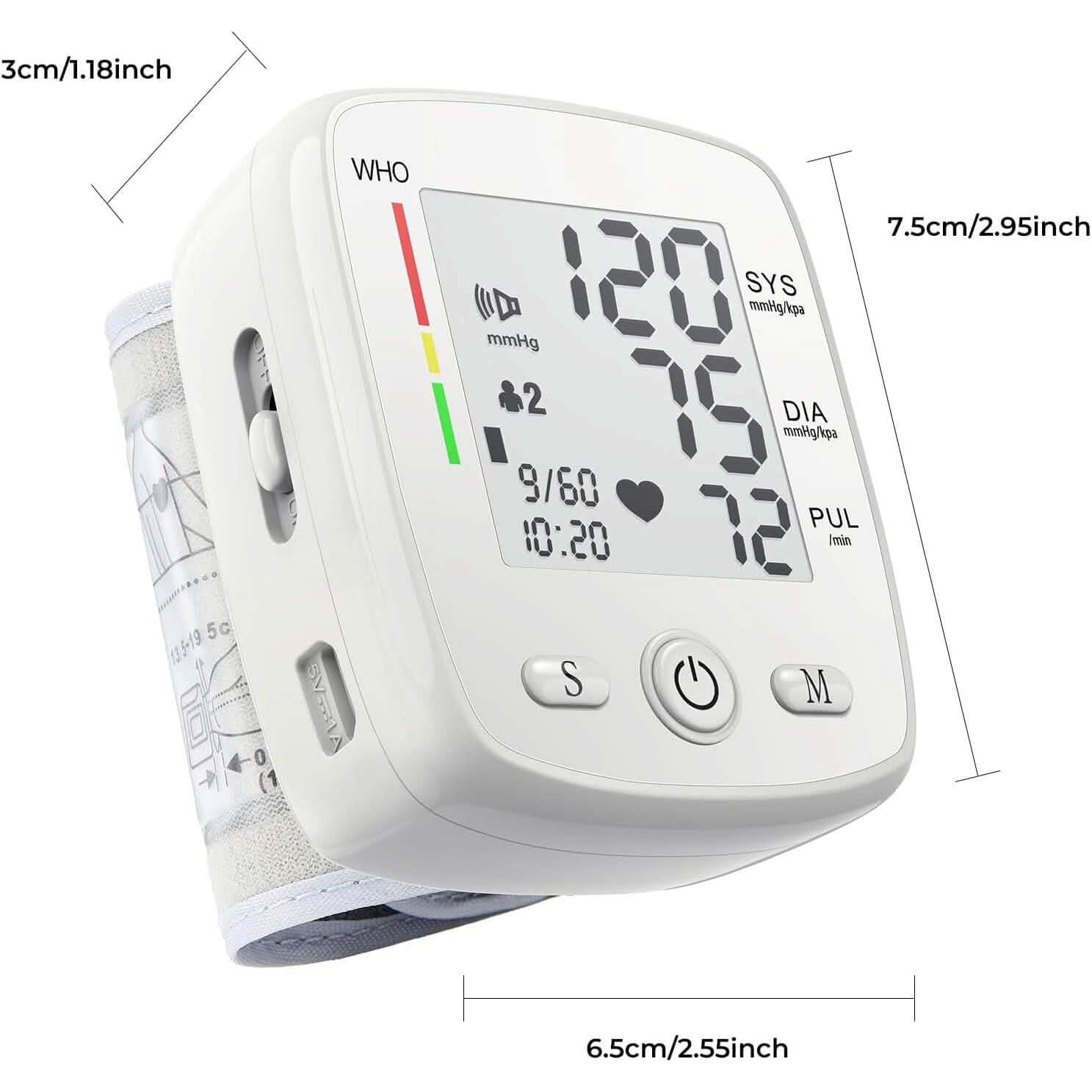 Blood Pressure Monitor Digital Wrist BP Machine Automatic BP Cuff with 2 Users 180 Memory Voice Large LCD Display Wellness - DailySale
